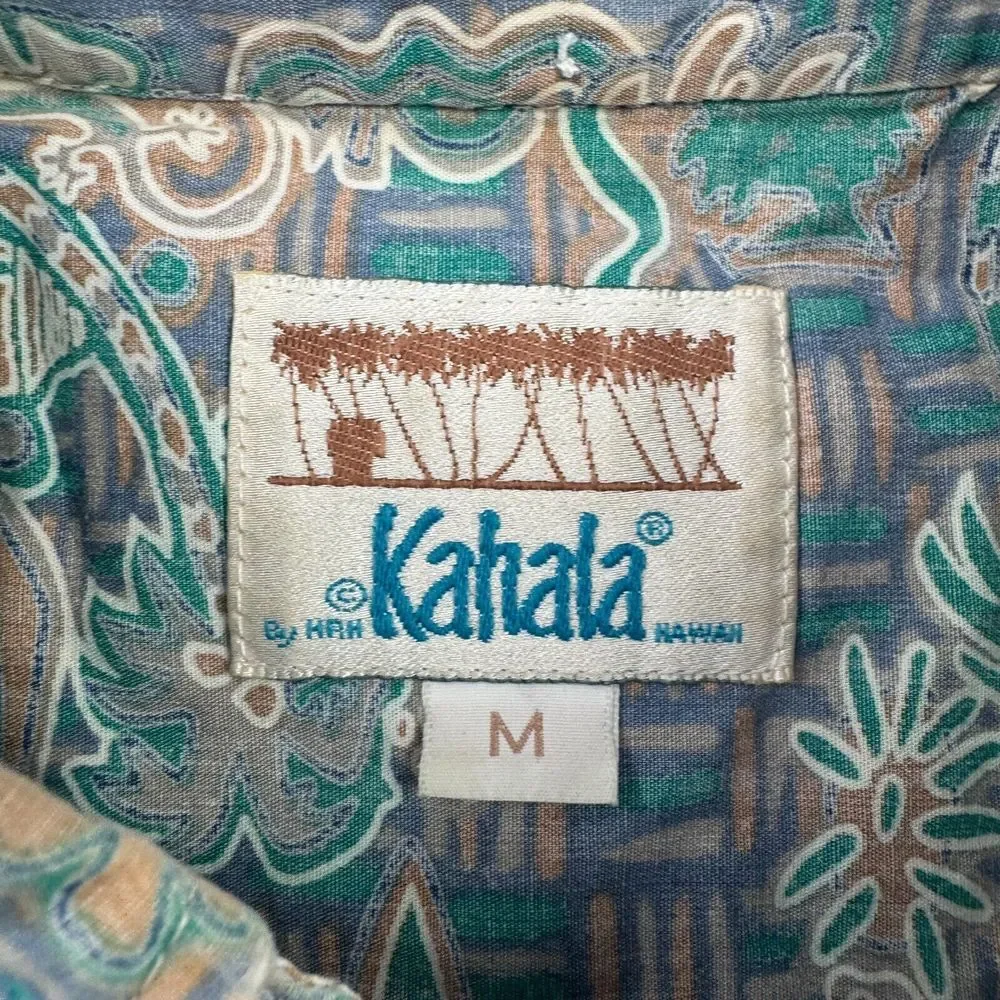 Kahala Hawaiian Shirt Men's M Multi Palm Tree Print Short Sleeve Popover VTG